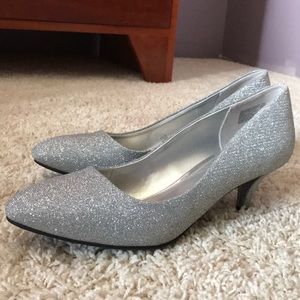 Silver sparkly heels